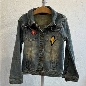 Wee Monster Kids' Light Blue Denim Jacket with Yellow Lightning Patch